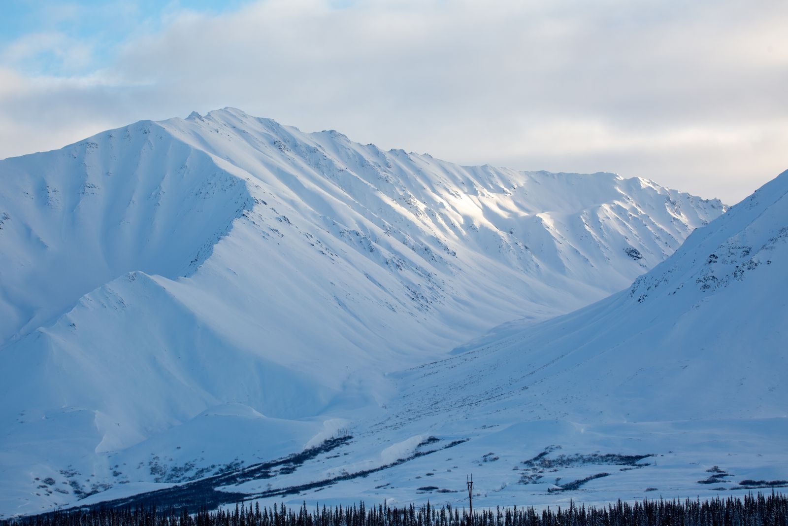 Snow covered mountains near Trapper Creek, Alaska